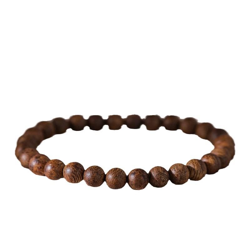 Hainan Green Qinan Agarwood Bracelet - Old Material Couple's Single Ring Buddhist Prayer Beads.
