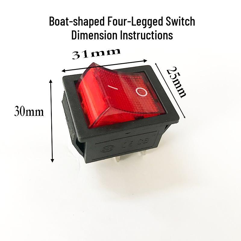 

Red Lighted Rocker Switch for Game Console Case, 4-Pin, 2-Position, 16A 250V, 25x31mm, Copper Contact.