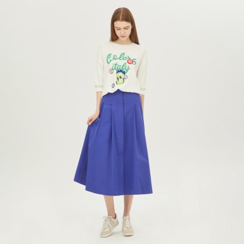 Benetton Fustă A-line cu două pliuri Benetton bAsk06311 Bl