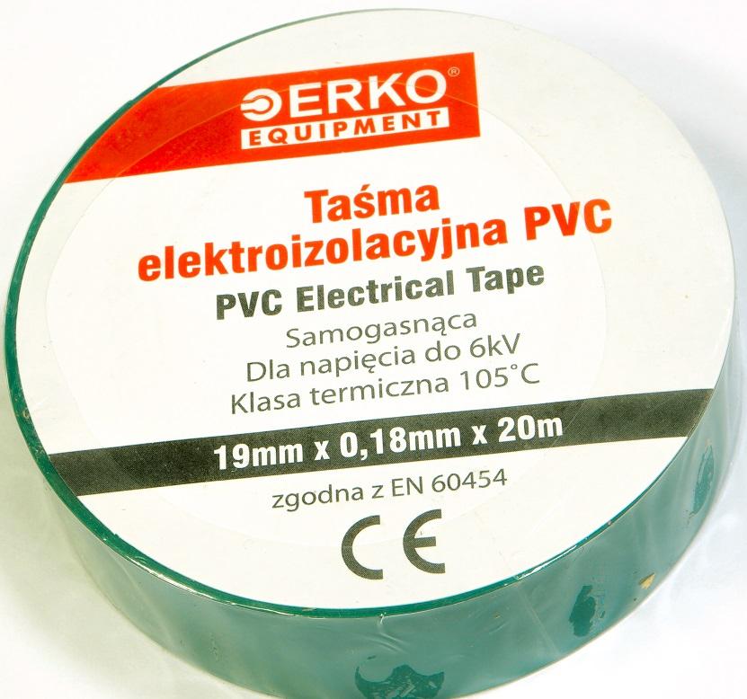 Taśma izolacyjna duża 19mm 20m Zielona ERKO