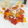 Rustic Fall Candle Decoration Rings Wreaths Artificial Maple Leaf Ring for Pillar Seasonal
