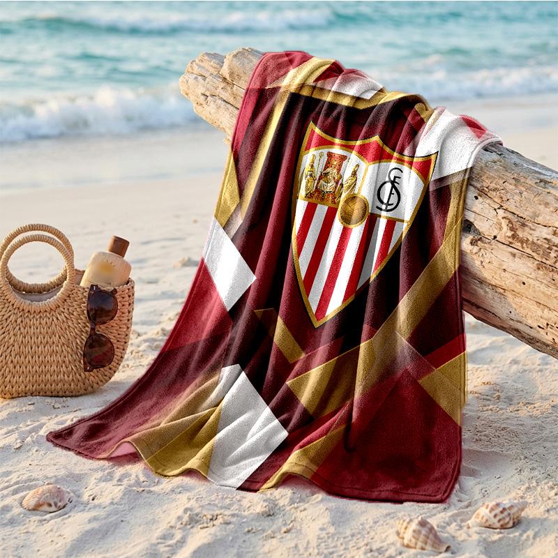 Sevilla FC Nyomtatott Mikroszálas Strandtörölköző Gyorsan Száradó Nedvszívó Nagy Törölköző Strandoláshoz, Úszáshoz, Utazáshoz