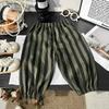 Summer Kids Casual Pants Simple Boys Grid Sweat Pants Korean Loose Thin Children Striped Letter Trousers