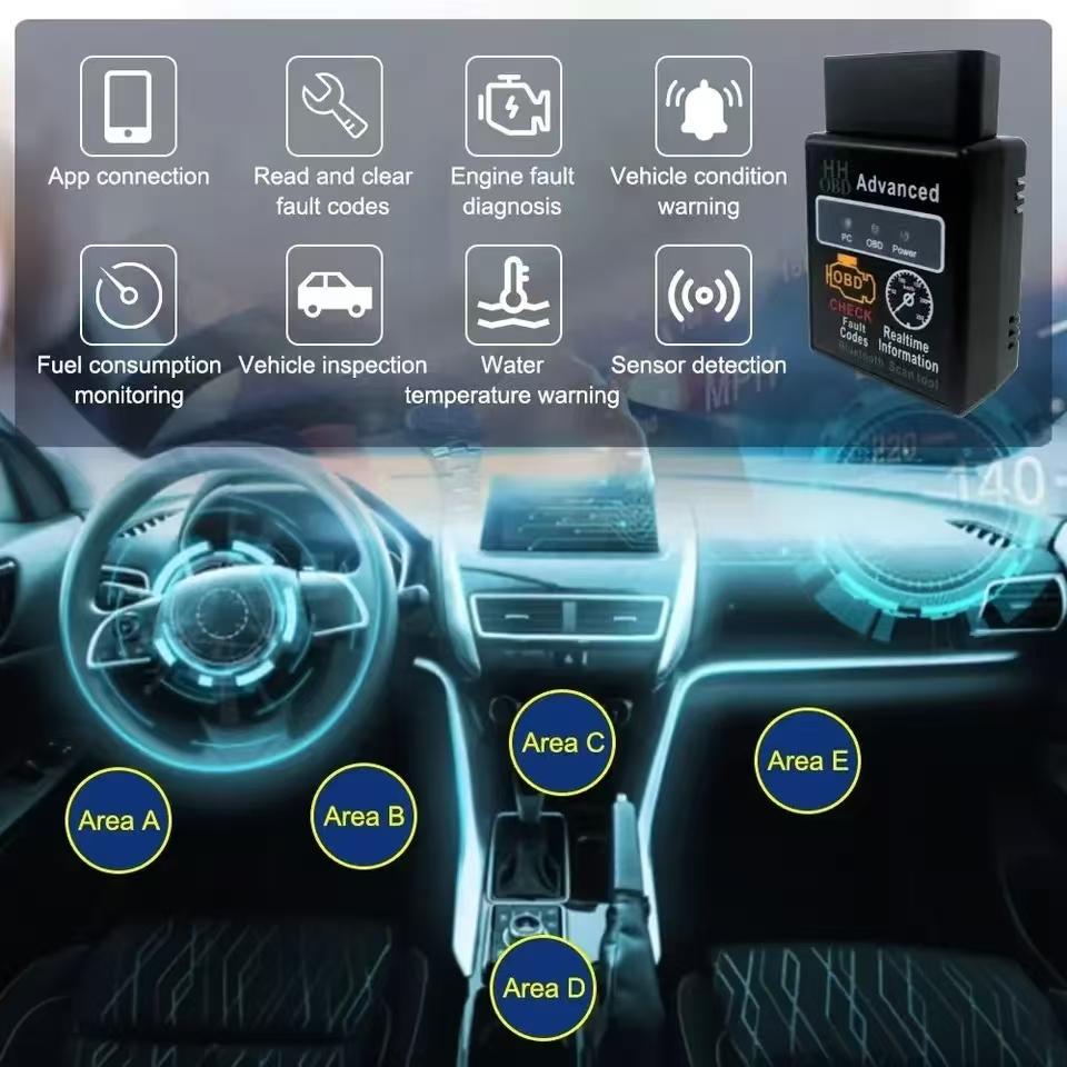 Mini ELM327 OBD2 Scanner V1.5 Bluetooth OBD Car Diagnostic Tool Code Reader For Android Windows IOS Automotive Fault Detector