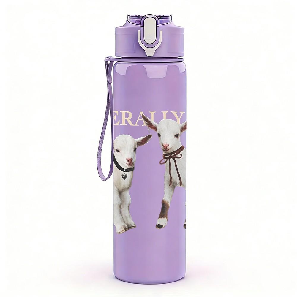 1PC Two Dogs Animal 750ml sports water bottle leakproof straw lid outdoor office home