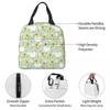 White Chickens And Floral Pattern Insulated Lunch Bag for Women Kids Leakproof Food Boxes Thermal Lunch Box Tote