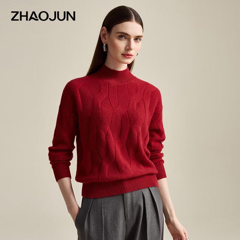 Zhaojun Women's Cashmere Mock Neck Drop Shoulder Sweater