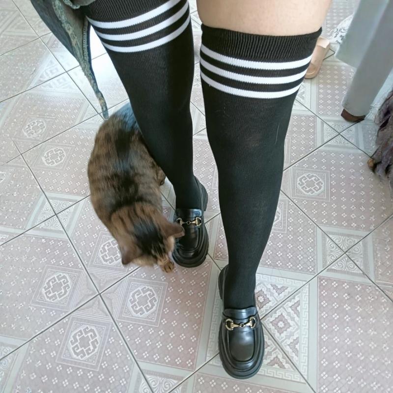 Hohe Elastizität Gestreifte Oberschenkelhohe Strümpfe Student Anime Cosplay Medis Damen Sexy Schlankmachende Lange Beinsocken 120D Für Herbst