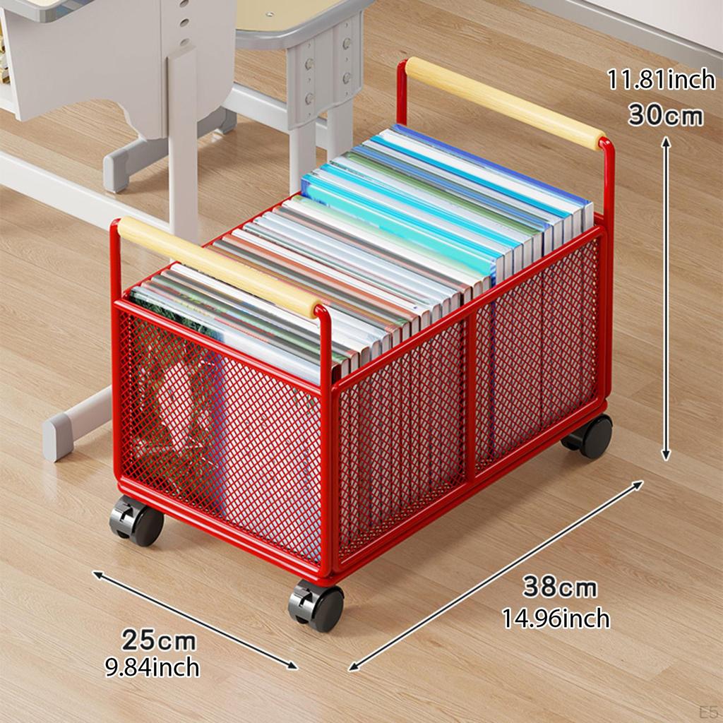 Compact Under Desk Storage Cart with Wheels And Handle Mobile File Organizer Magazine Basket Toy