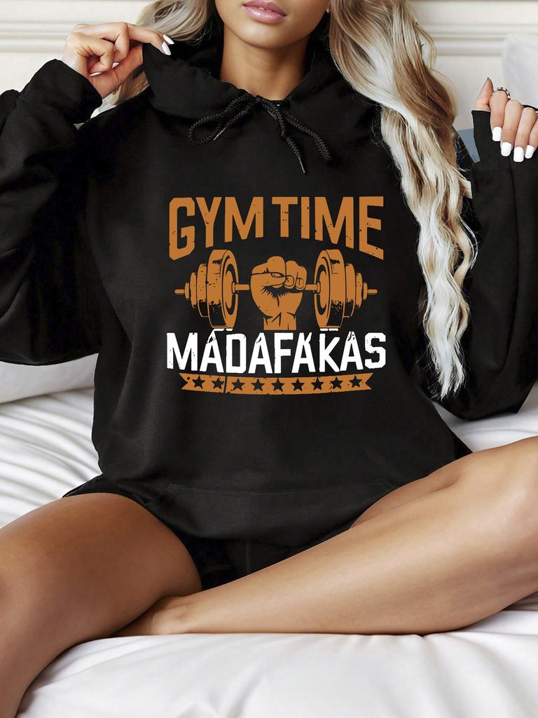 Lässiger Langarm-Kapuzenpullover mit Kordelzug Print Kängurutasche Sweatshirt Damenbekleidung Verspieltes Design Abstraktes Klassisches Design