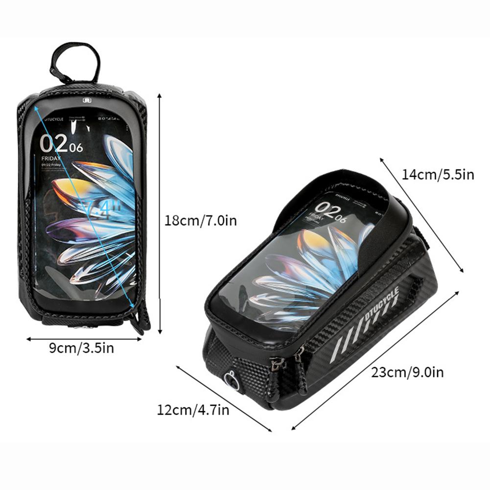 1.5/1L Bike Frame Front Tube Bag 7.4 Inch Touchscreen Hard Casing Bike Bag Waterproof Bike Phone Mount Pouch Bike Accessories