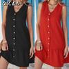 Fashion Summer Spring Solid Color Print Sleeveless V-Neck Casual Dresses