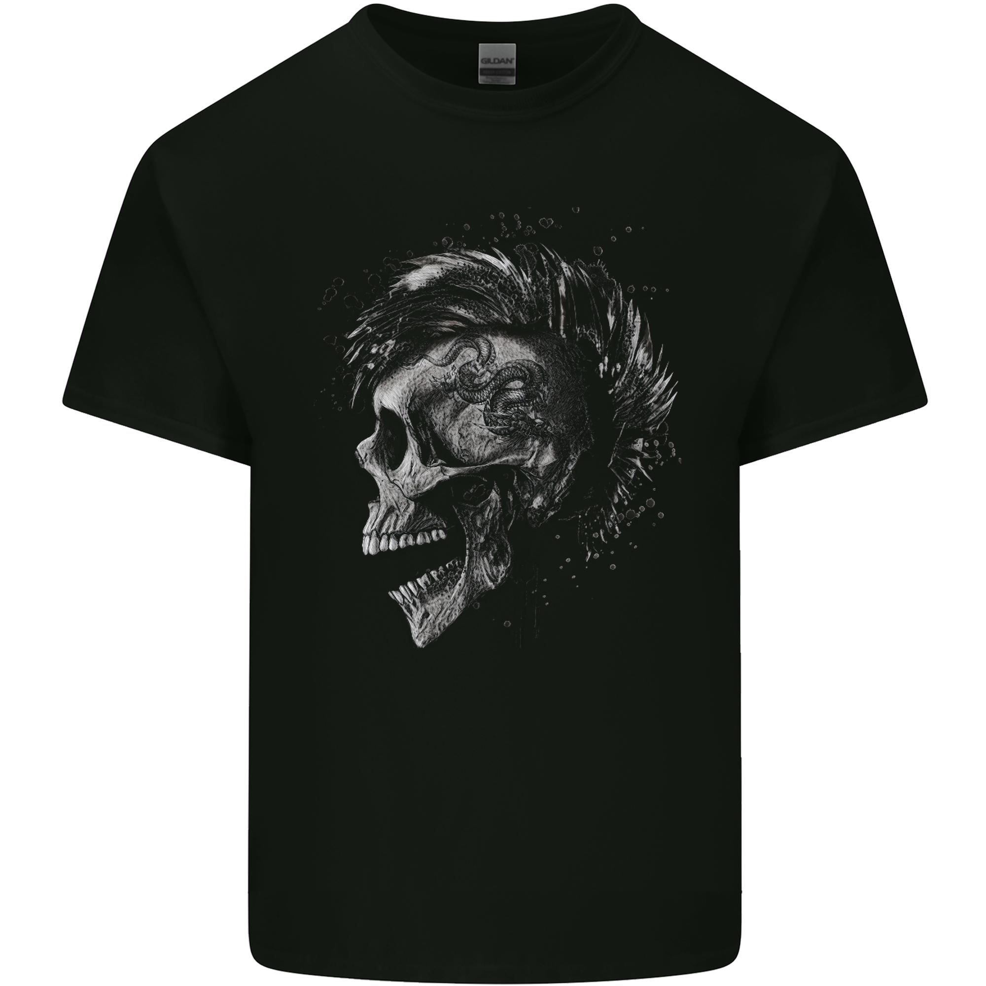 Punk Rock Skull With Tattoos Skull Music Unisexs Light Cotton TShirt S