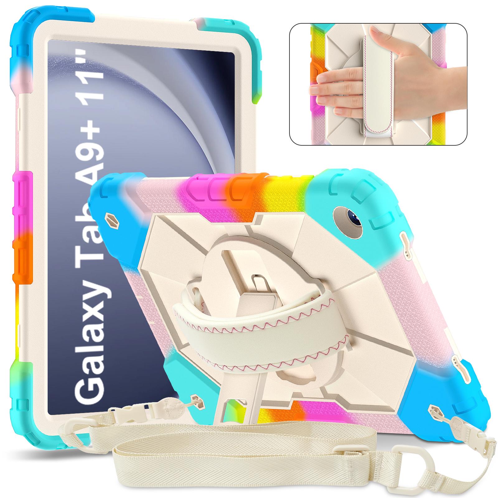 

Kickstand Case for Samsung Galaxy Tab A9 Plus 11 Inch 2023 SM-X210 X215 X216B 360 Rotating Heavy Duty Cover with Shoulder Strap A9 Plus SM-X210 X216