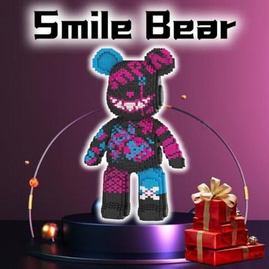 Teddy Block Smile Bear Micro Building Set Hidden Storage Drawer (16.9 inches) Graffiti Creative Gift Home Office Decoration Children Adults 8 Years
