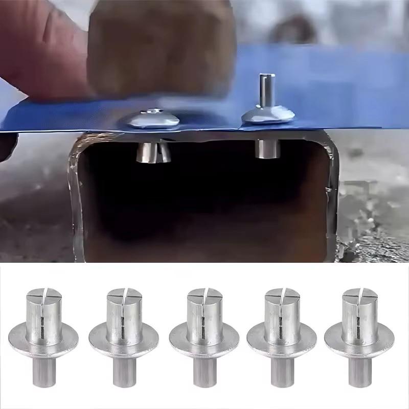 Creamily 50Pcs/100Pcs Rebites de Núcleo de Alumínio Rebites de Expansão Acionados por Martelo Rebites de Cabeça Redonda Fixadores Tipo Knock Rebites de Choque Parafusos