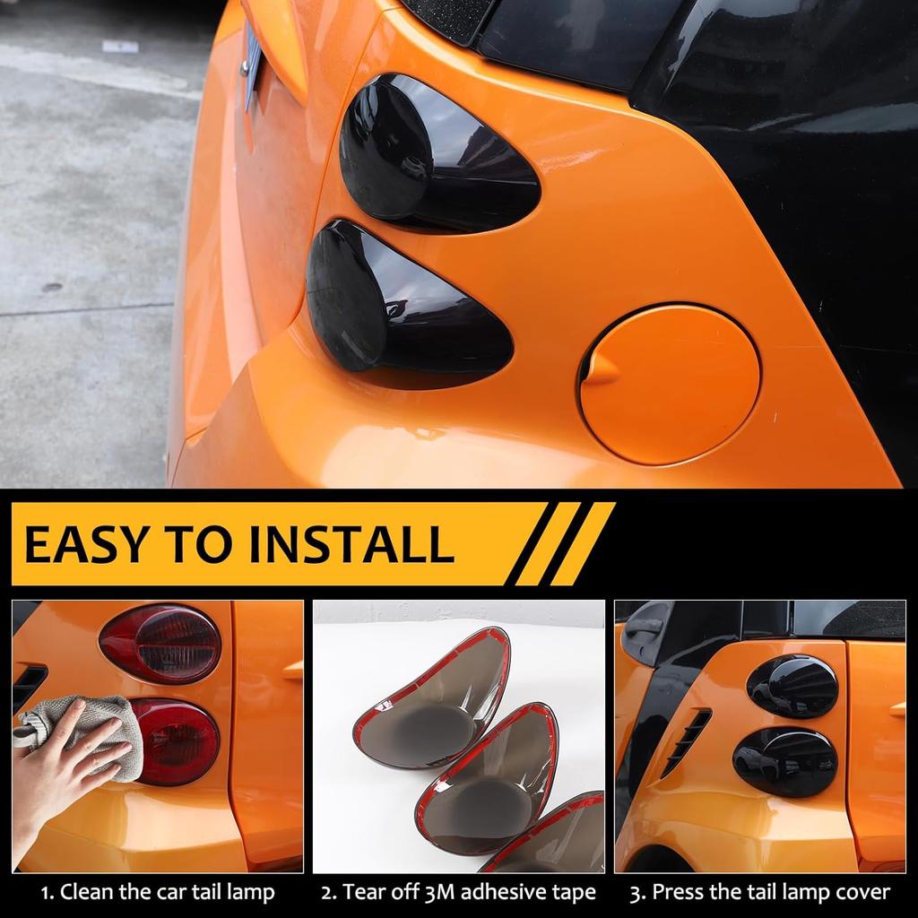 Auto-Rücklicht-Rauchglas-Abdeckung Kompatibel mit Mercedes Benz Smart 451 Fortwo 2009 2010-2014 2015 Rücklicht-Lampenabdeckung Schutzabdeckung Zierrahmen