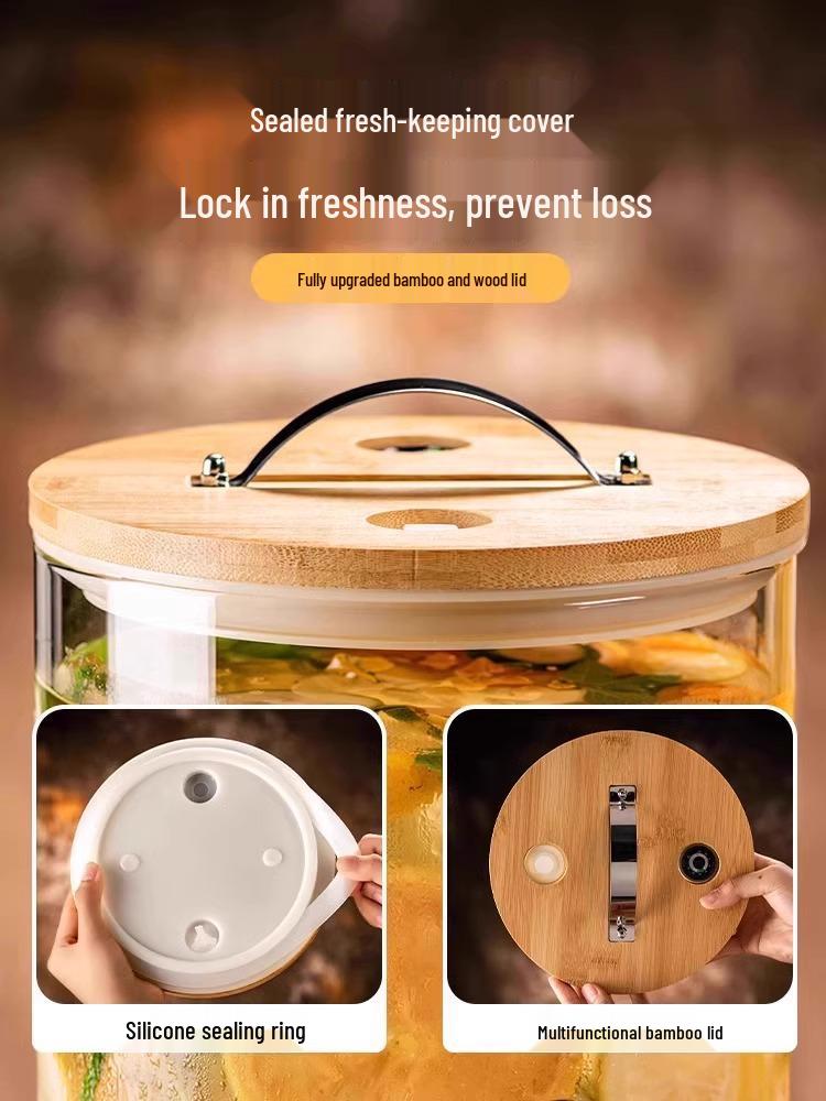 Glass Beverage Dispenser: High-Temperature Resistant Lemonade, Tea, and Juice Container