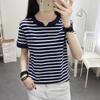 2024 Summer V-neck Korean Style Loose Fit Short Sleeve T-shirt for Women