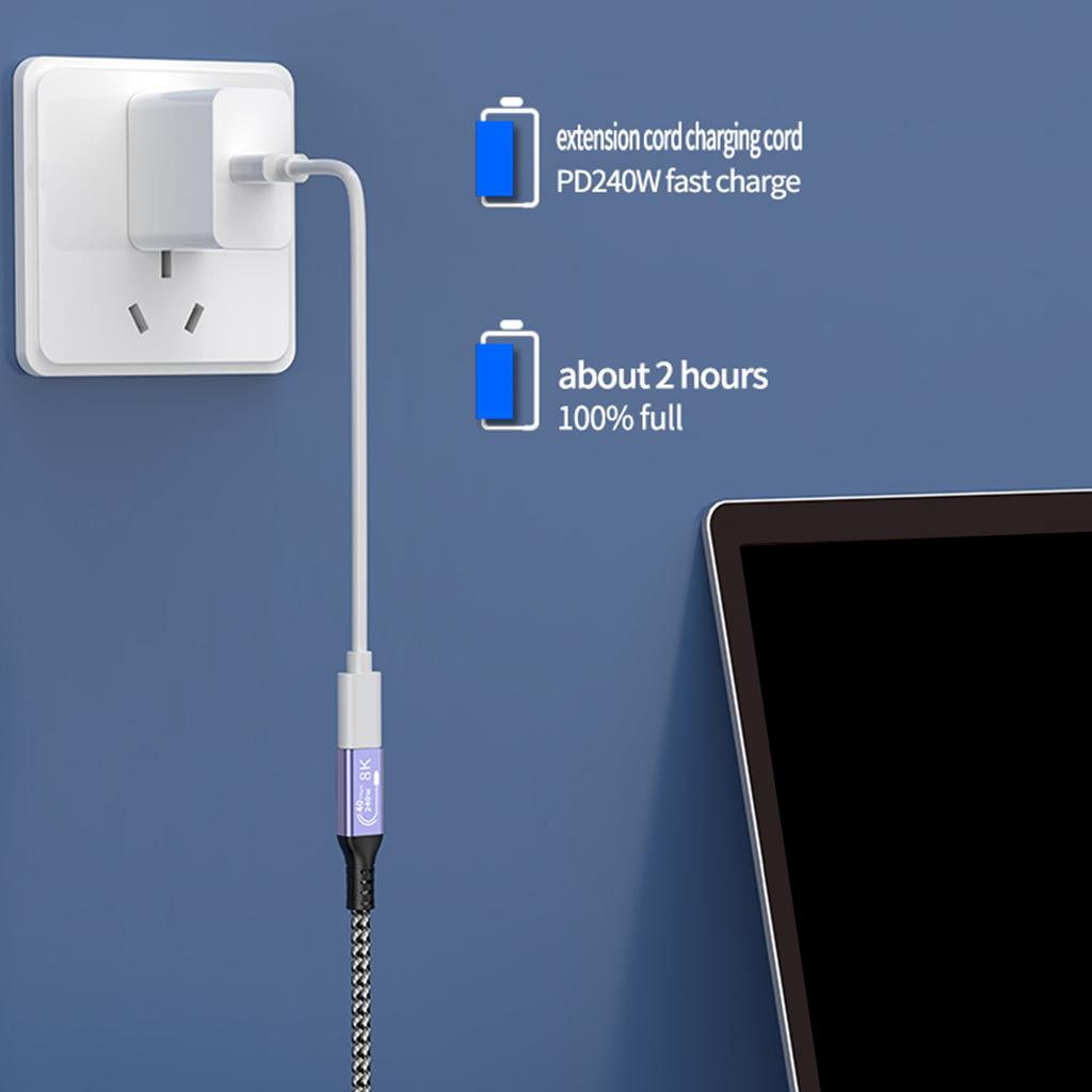 USB C Extension Cable USB C 4 Data Cable 40Gbps Data Speed with PD240W Charging for Enhances Device Connectivity