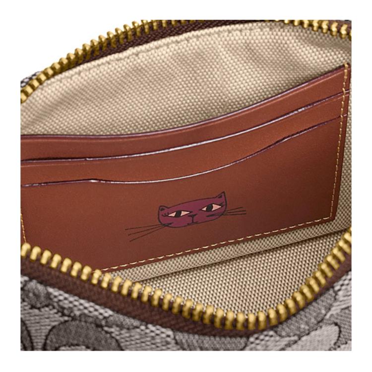 New COACH Observed By Us Collaboration Swinger Fabric With Cow Leather Shoulder Bag Handbag Mahjong Women's Oak Maple CK480-B4S0M