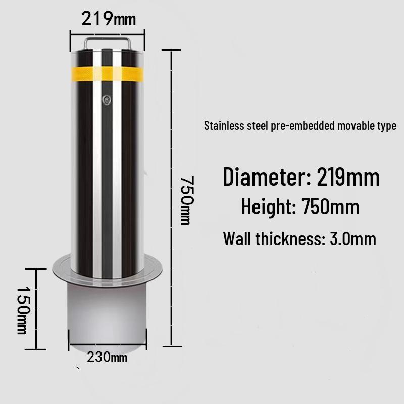 Stainless Steel Reflective Bollard: Thickened Anti-Collision Road Post, 304 Steel Parking Space Isolation Post.