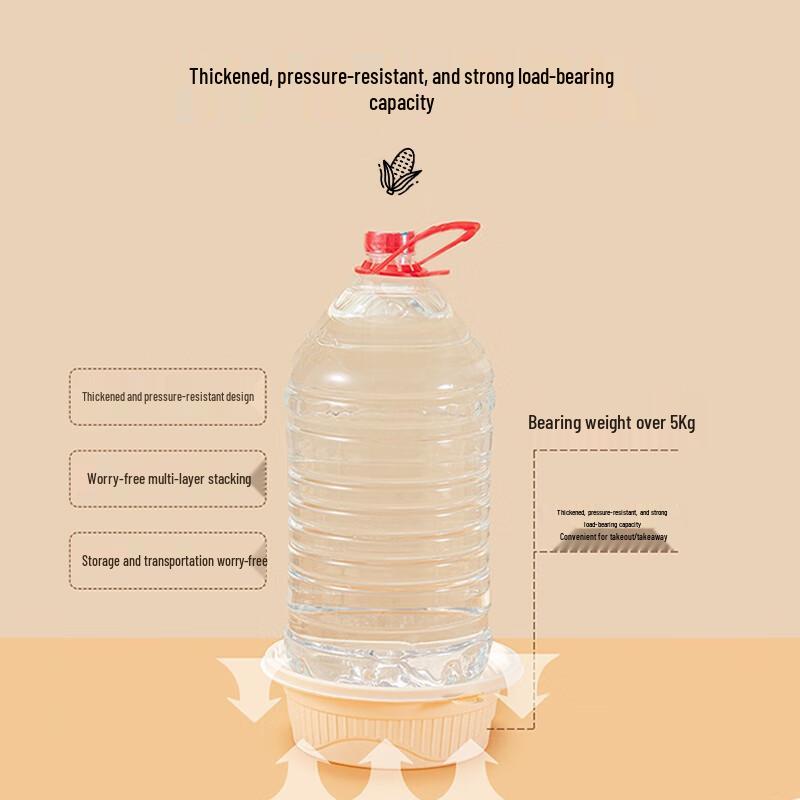 Miljövänliga 500 ml runda takeaway-skålar av majsstärkelse (300 set)