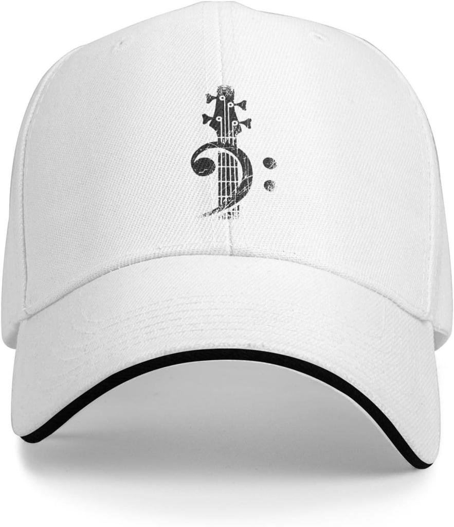 Bass Clef Guitar Headstock Musician Baseball Cap Polyester Adjustable Casual Summer Hat Gray
