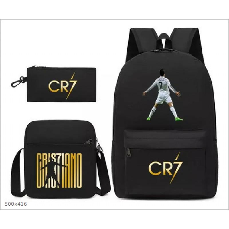 Set Zaino Scolastico Cristiano Ronaldo per Bambini Ragazzi Ragazze 15L Tessuto Oxford Borsa a Doppia Tracolla con Spallacci Imbottiti Traspiranti