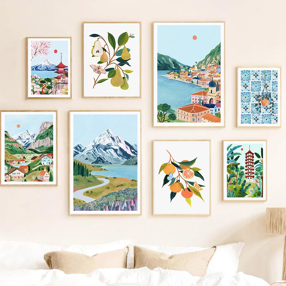 London Tokyo Santorini Seville Travel City Landscape Posters And Prints Wall Art Canvas Painting Pictures Living Room Home Decor