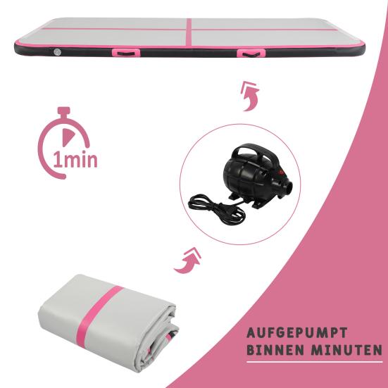 Inflatable PVC 300 * 100 * 10cm Fitness Mat Black Powder