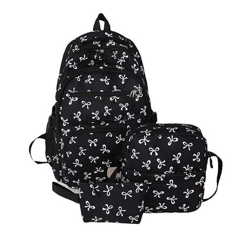 Casual Three-piece School Bag Set Large Capacity Students School Bag Nylon Bow Backpack Outdoor