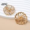 Non-fading Brooch Pin Hollow Swirl Flower Pattern Lapel Pin with Rhinestones Inlaid Spiral Petals Design Versatile Badge for Coats Shirts