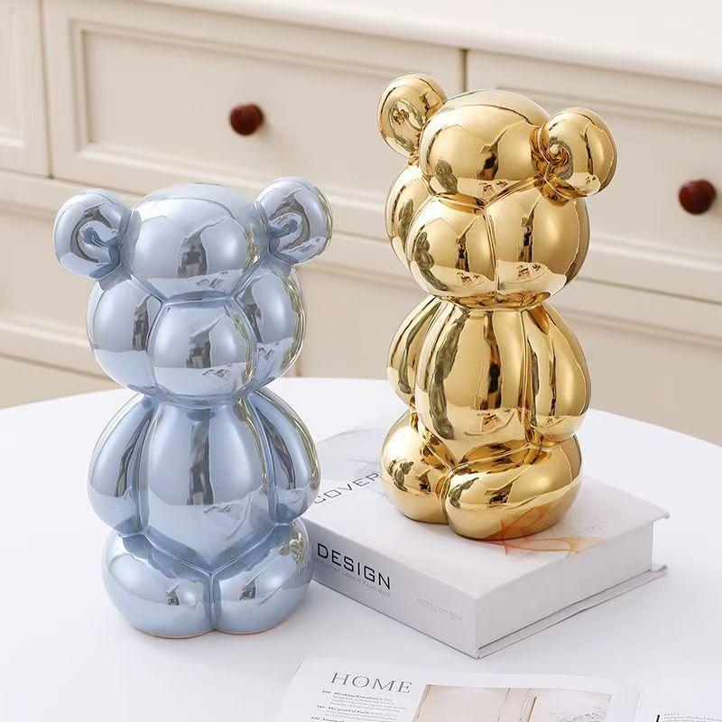 25.5cm Creative Balloon Bear Abstract Ceramic Ornament Sculpture Study Room Statue Home Decor Office Accessories Decoration Gift