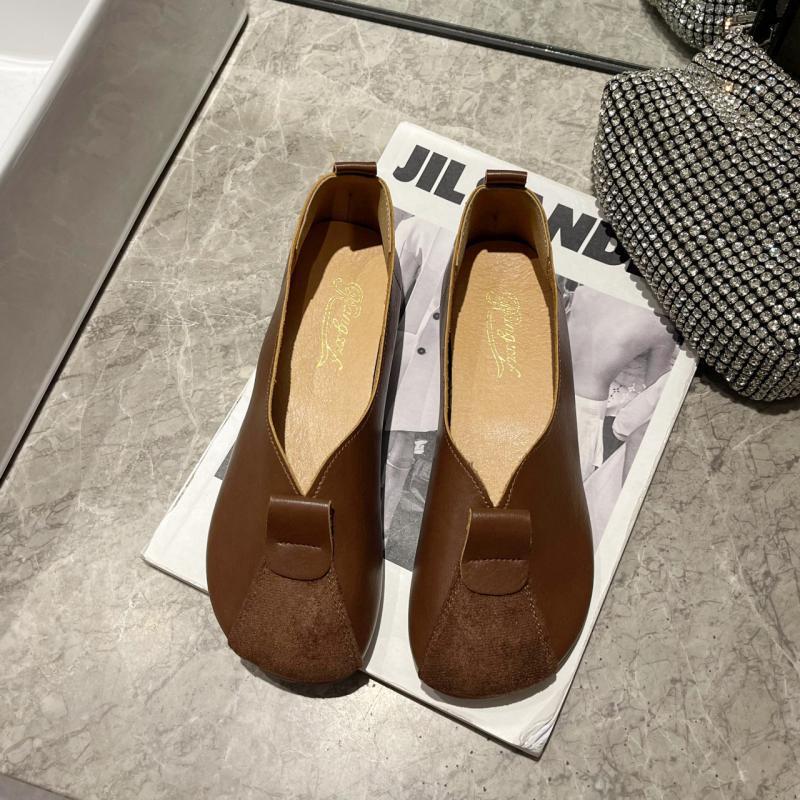 

Весна 2025 новые повседневные балетки из мягкой кожи, туфли Дуду на одном педале, в ретро-стиле, ленивые туфли, обувь для среднего и пожилого возраста 40