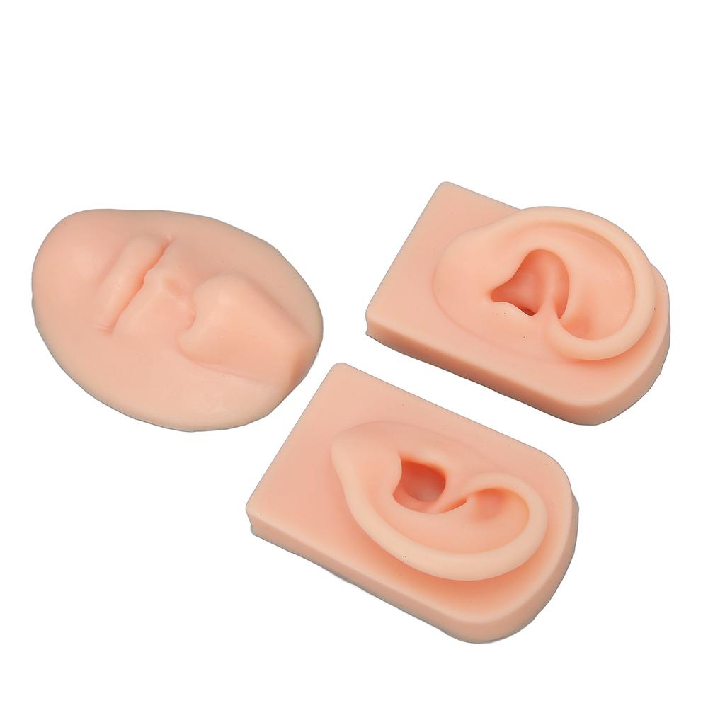 3D Nose and Mouth Model Silicone Ear Model Simulation Display Props for Piercing Suture Practice