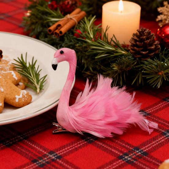 Pink Flamingo Feather Hair Clip Soft Imitation Feathers Metal Clip Pink Theme Hair Pin Summer Decor Hair Accessories