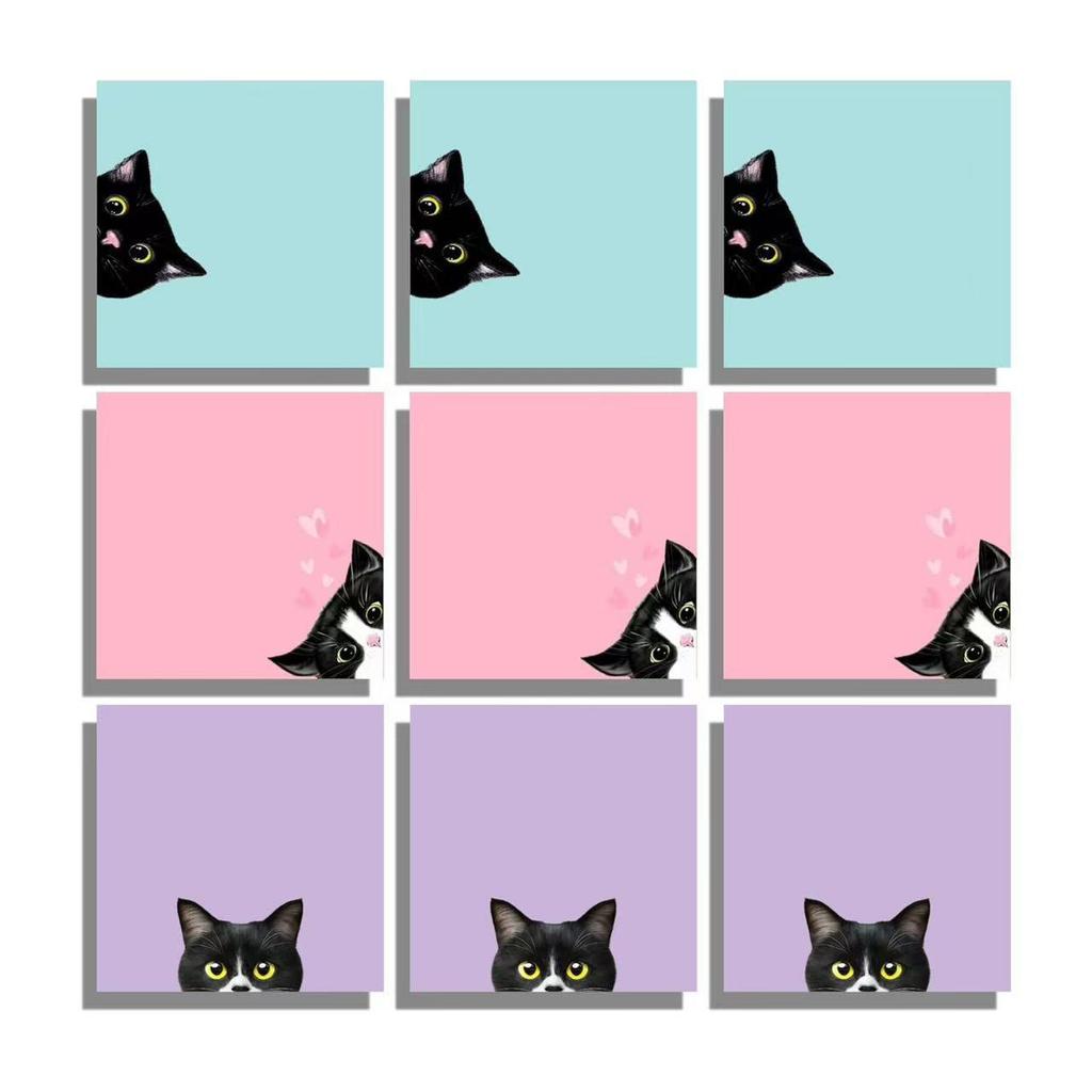 Creative Cat Sticky Notes: Strong Adhesive, Colorful Strips, Cute Small Notebook for Students