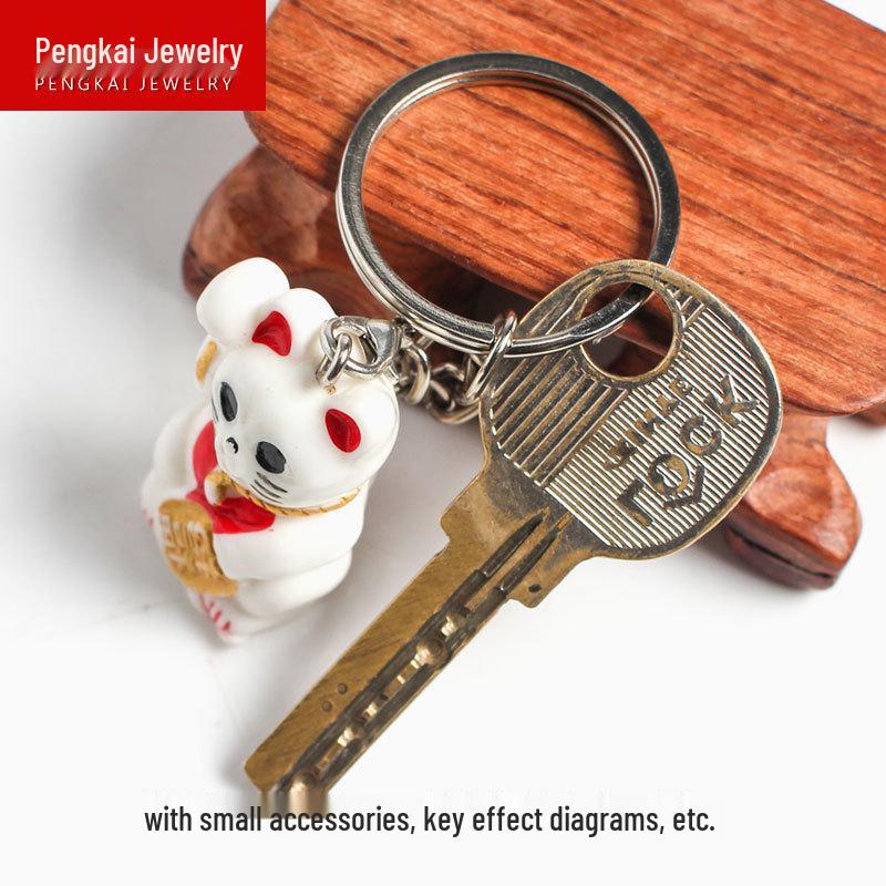 Metal Keychains with 30mm Ring, Lobster Clasp, and 25mm Loop Pendant