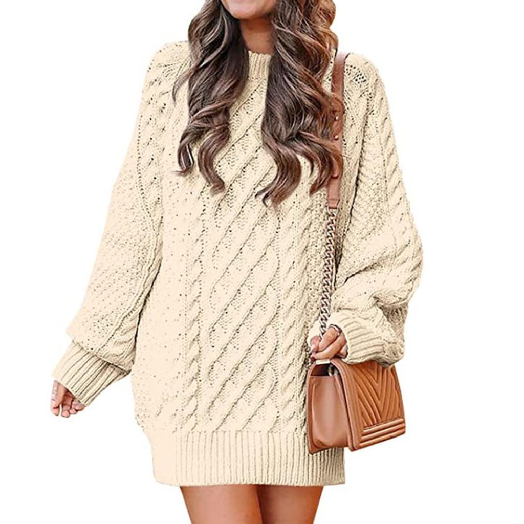 Women's Fashion  And Winter Round Neck Long-Sleeved Warm Sweater Top