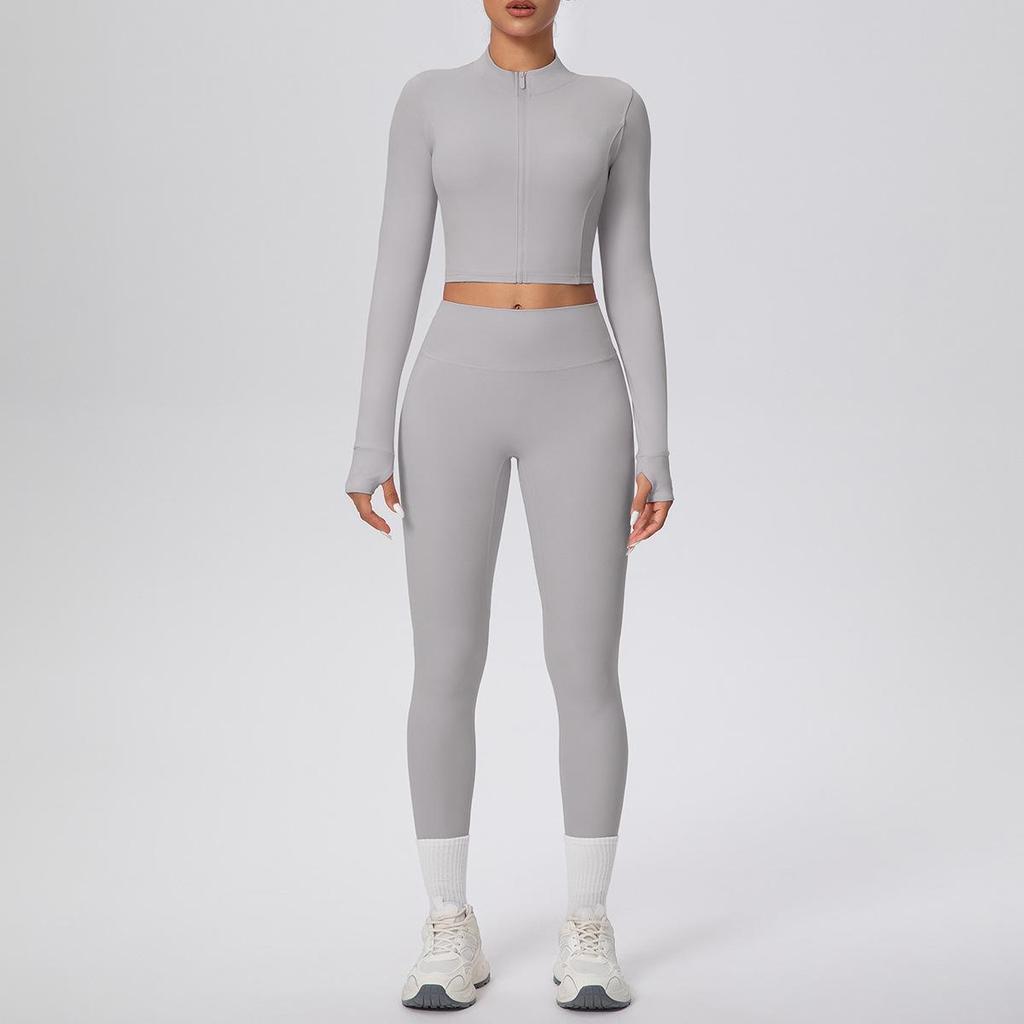 Damen Wolkenartiges Yoga-Anzug-Set: Crop Top & High-Waist Leggings - Schnelltrocknend, Outdoor Laufen & Fitnessbekleidung Zweiteilig