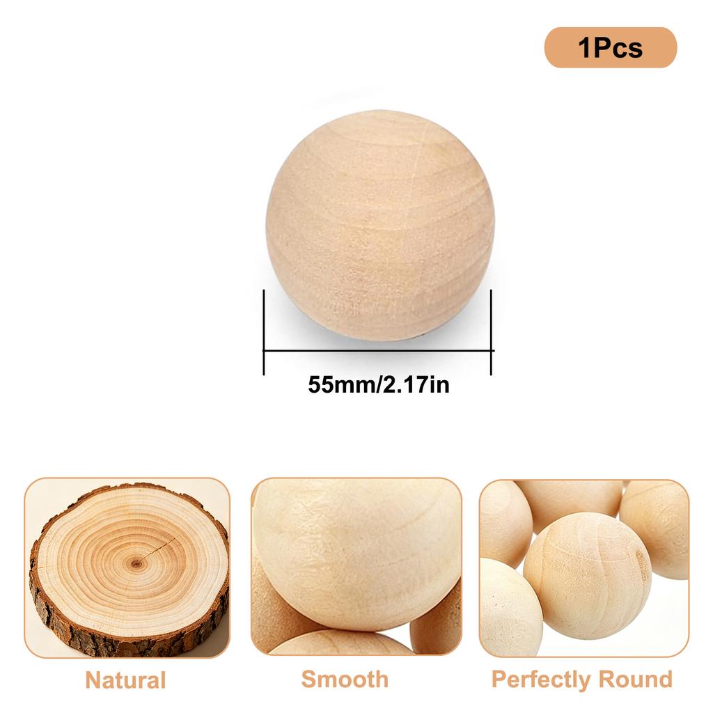1-50Pcs Wood Ball Dia 6mm-75mm Wooden Primary Color Solids Round Wooden Ball Decoration DIY Home Painted Parts