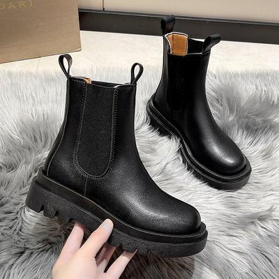 2024 Women's British Style Mid-Calf Martin Boots - Thick-Soled Chelsea, Trendy Autumn Chimney Style