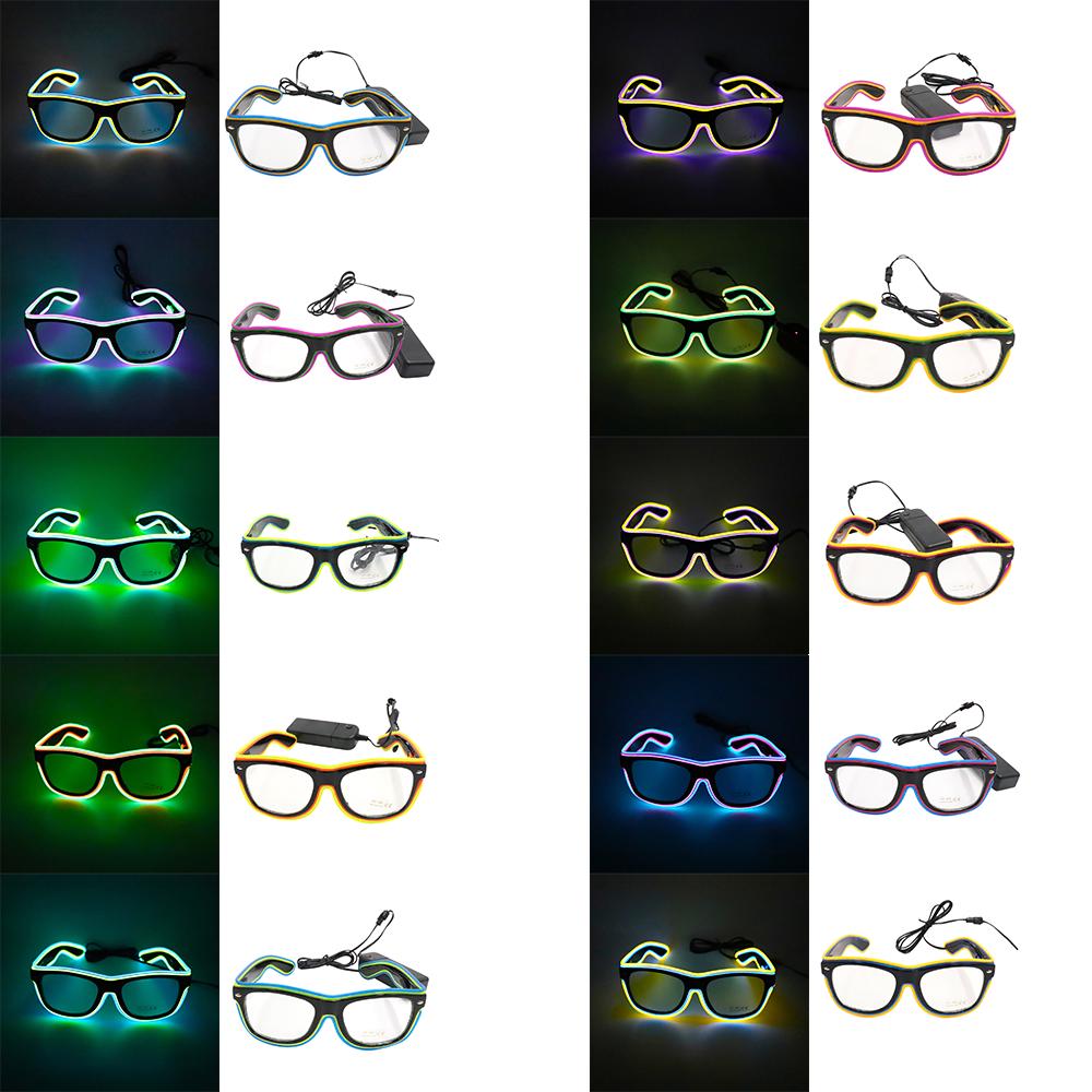 LED-Brille 20 Farben Optional Leuchtend El-Draht Neon Rave-Brille Funkelnd Leuchtend Party Club Feiertag Bar Dekorative Brille
