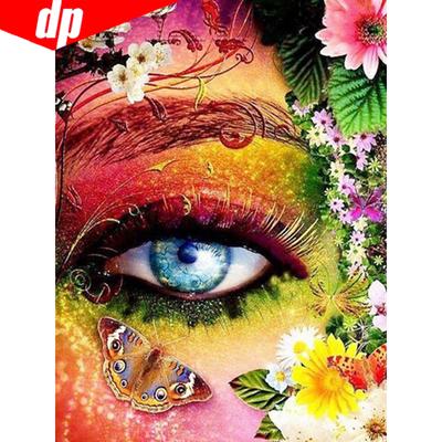 5D DIY Diamantové maľovanie Ženy Oko plné Okrúhle diamantové vyšívanie Krížové vyšívanie Mozaikové kamienky
