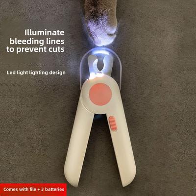 Tiernagelschere Rundkopf mit Nagelschärfer Katzennagelschere Hundenagelschere LED-Licht Katzennagelschere