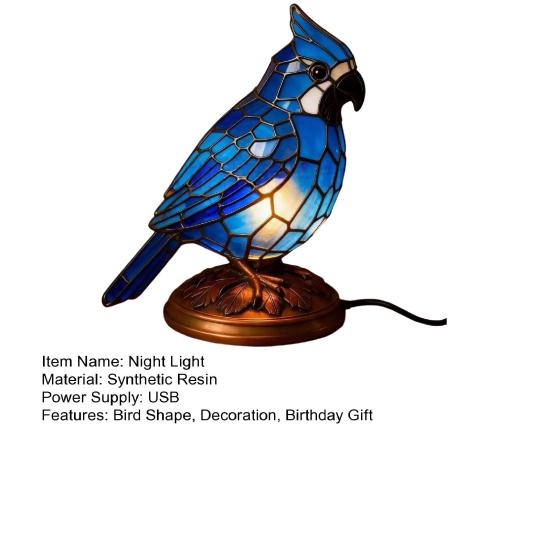 Yousheng Buntglas Vogel Lampe Licht USB Betrieben Harz Vogel Nachtlicht Heim Büro Wohnzimmer Schlafzimmer Schreibtisch Dekoration Lampe Weihnachten Geburtstagsgeschenk