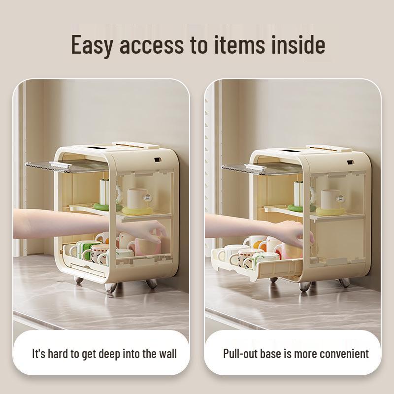 Desktop Cup Holder & Dustproof Storage Shelf