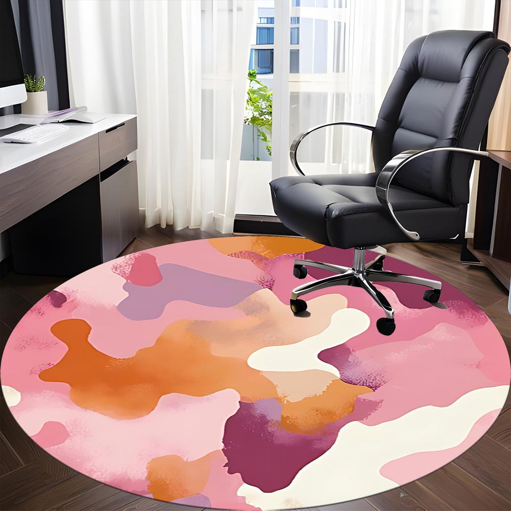 1pc Abstract Art Office Round Rug, Non-slip, Soft and Durable Office Rug for Interior Decoration, Perfect for Office, Beautiful Decoration yy260323056