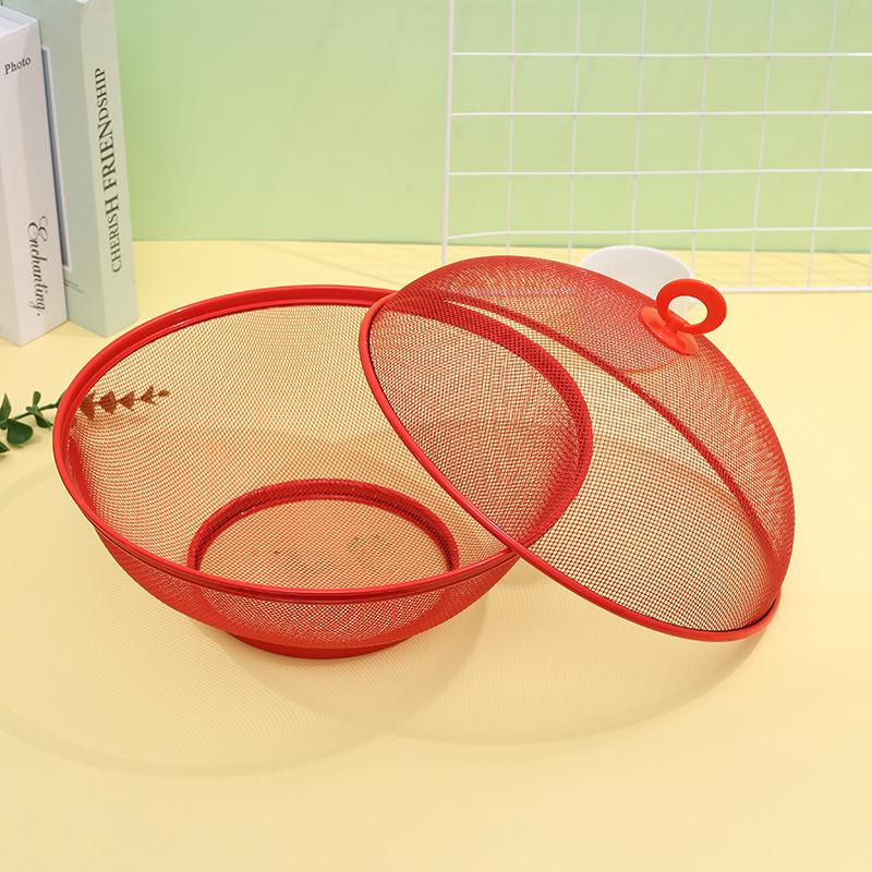 Mesh Fruit Basket With Lid Prevent Fly Kitchen Basket Vegetables Fruit Holder